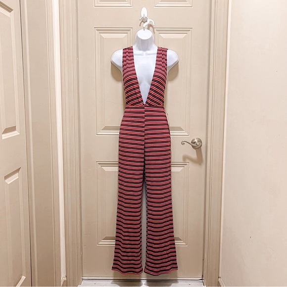 🚫Sold🚫Reformation Petites Vice Jumpsuit Sunset Stripe Size XSP New With Tags - Picture 3 of 5